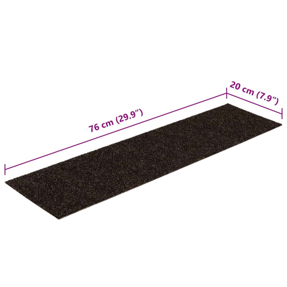 Produktbild för Trappmattor självhäftande 30 st 76x20 cm mörkbruna rektangulära