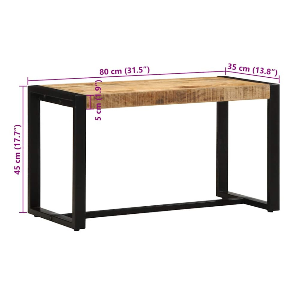 Produktbild för Bänk 80x35x45 cm massiv grov trämango