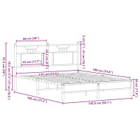 Produktbild för Sängram utan madrass rökfärgad ek 137x190 cm konstruerad trä