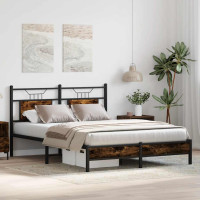 Produktbild för Sängram utan madrass rökfärgad ek 137x190 cm konstruerad trä