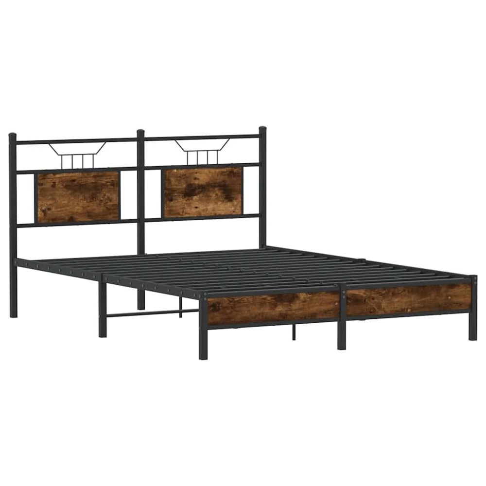 Produktbild för Sängram utan madrass rökfärgad ek 137x190 cm konstruerad trä