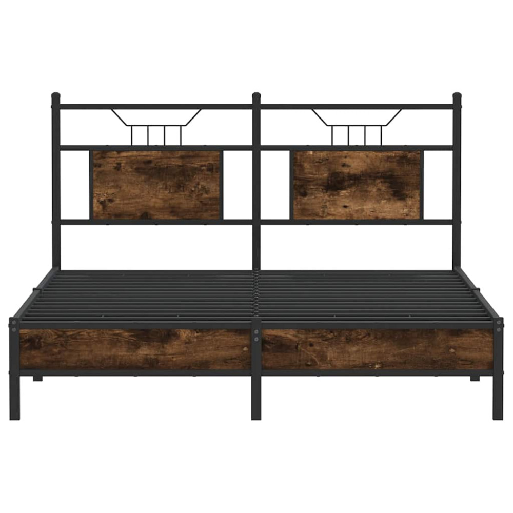 Produktbild för Sängram utan madrass rökfärgad ek 137x190 cm konstruerad trä