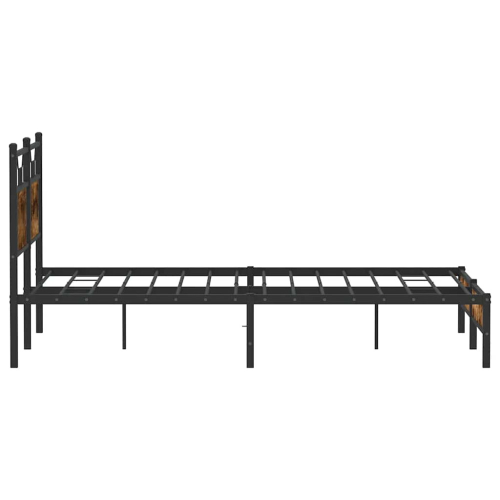 Produktbild för Sängram utan madrass rökfärgad ek 137x190 cm konstruerad trä