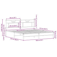 Produktbild för Sängram utan madrass rökt ek 183x213 cm konstruerat trä