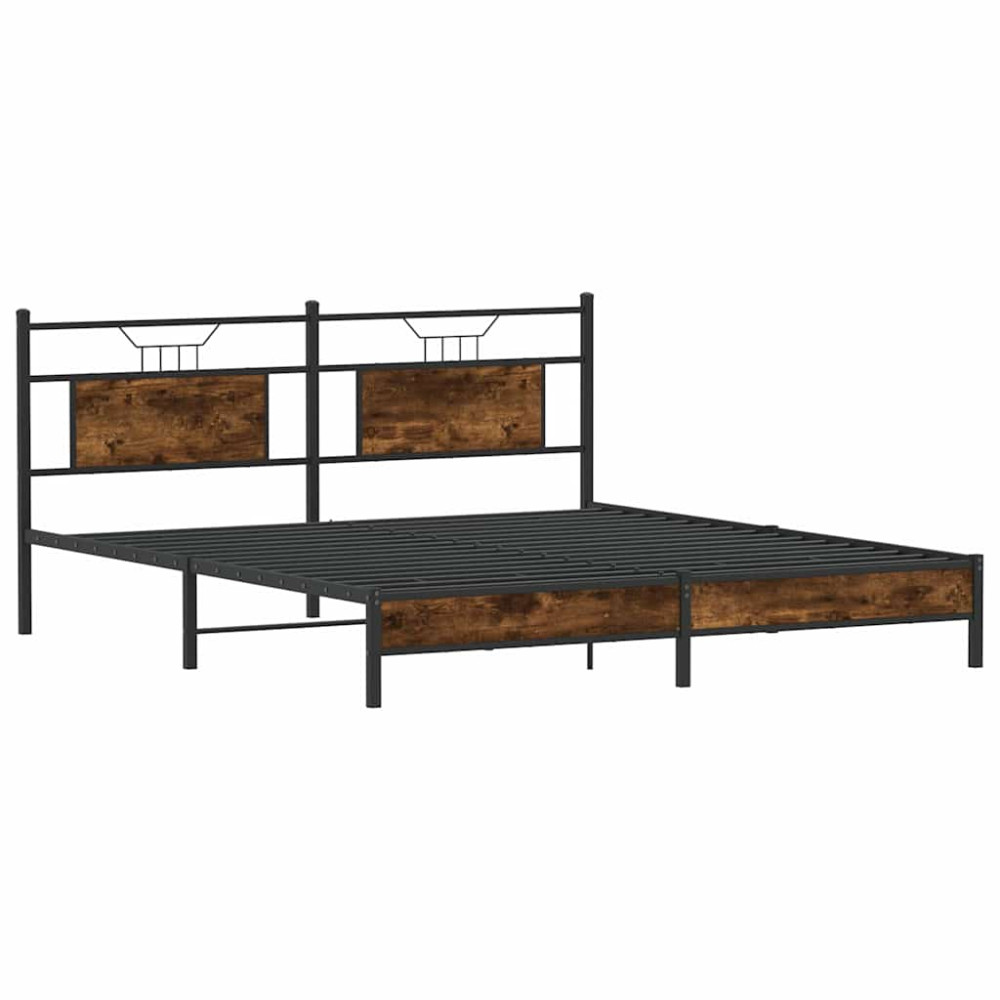 Produktbild för Sängram utan madrass rökt ek 183x213 cm konstruerat trä
