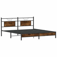 Produktbild för Sängram utan madrass rökt ek 183x213 cm konstruerat trä
