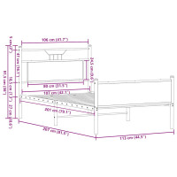 Produktbild för Sängram utan madrass rökt ek 107x203 cm konstruerat trä