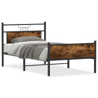 Produktbild för Sängram utan madrass rökt ek 107x203 cm konstruerat trä