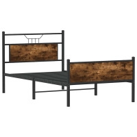Produktbild för Sängram utan madrass rökt ek 107x203 cm konstruerat trä