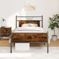 Produktbild för Sängram utan madrass rökt ek 107x203 cm konstruerat trä