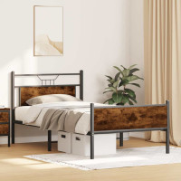 Produktbild för Sängram utan madrass rökt ek 107x203 cm konstruerat trä