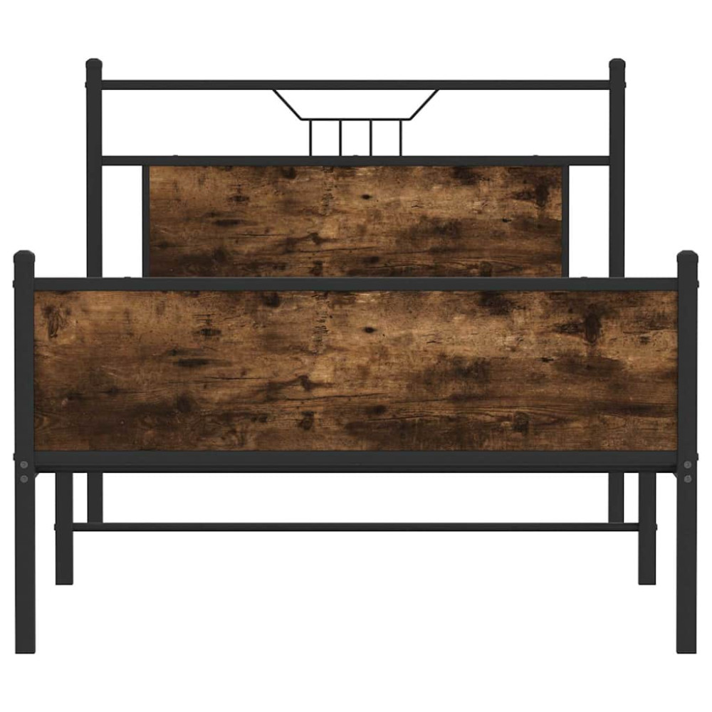 Produktbild för Sängram utan madrass rökt ek 107x203 cm konstruerat trä