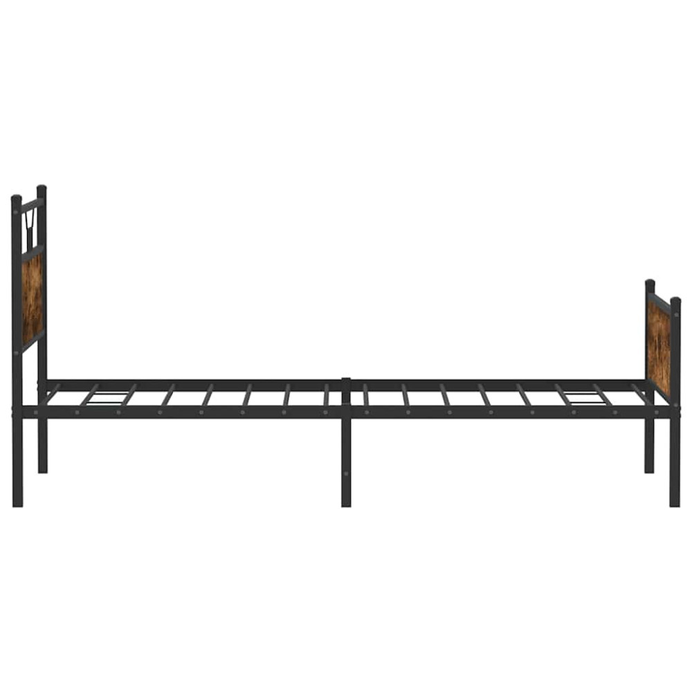 Produktbild för Sängram utan madrass rökt ek 107x203 cm konstruerat trä