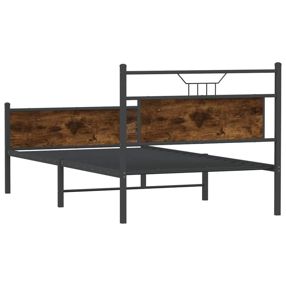 Produktbild för Sängram utan madrass rökt ek 107x203 cm konstruerat trä