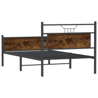 Produktbild för Sängram utan madrass rökt ek 107x203 cm konstruerat trä