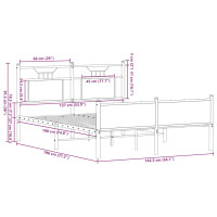 Produktbild för Sängram utan madrass rökfärgad ek 137x190 cm konstruerad trä