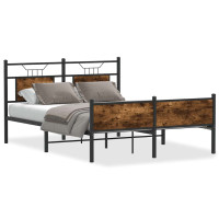 Produktbild för Sängram utan madrass rökfärgad ek 137x190 cm konstruerad trä