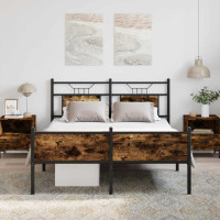 Produktbild för Sängram utan madrass rökfärgad ek 137x190 cm konstruerad trä