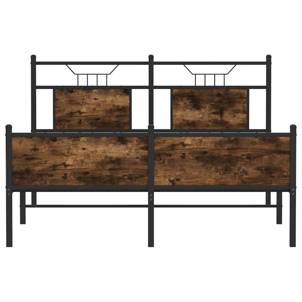 Produktbild för Sängram utan madrass rökfärgad ek 137x190 cm konstruerad trä