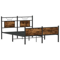 Produktbild för Sängram utan madrass rökfärgad ek 140x190 cm konstruerad trä