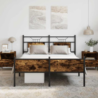 Produktbild för Sängram utan madrass rökfärgad ek 140x190 cm konstruerad trä