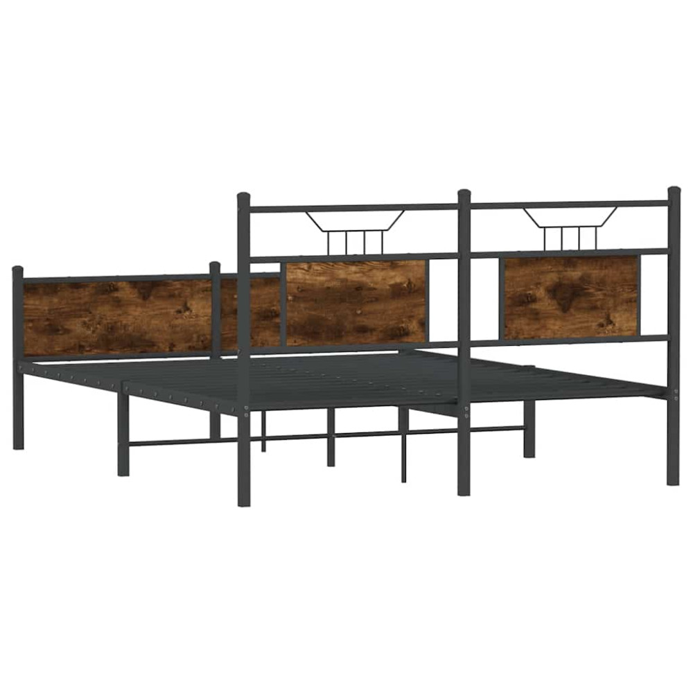 Produktbild för Sängram utan madrass rökfärgad ek 140x190 cm konstruerad trä