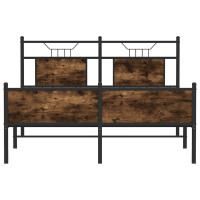 Produktbild för Sängram utan madrass rökfärgad ek 150x200 cm konstruerad trä
