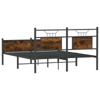 Produktbild för Sängram utan madrass rökfärgad ek 150x200 cm konstruerad trä
