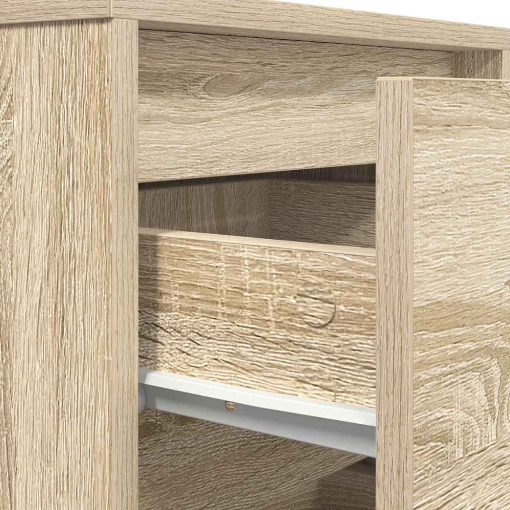 Produktbild för Sängbord med LED-lampor 2 st, Sonoma Ek 38x34x50 cm