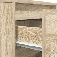 Produktbild för Sängbord med LED-lampor 2 st, Sonoma Ek 38x34x50 cm