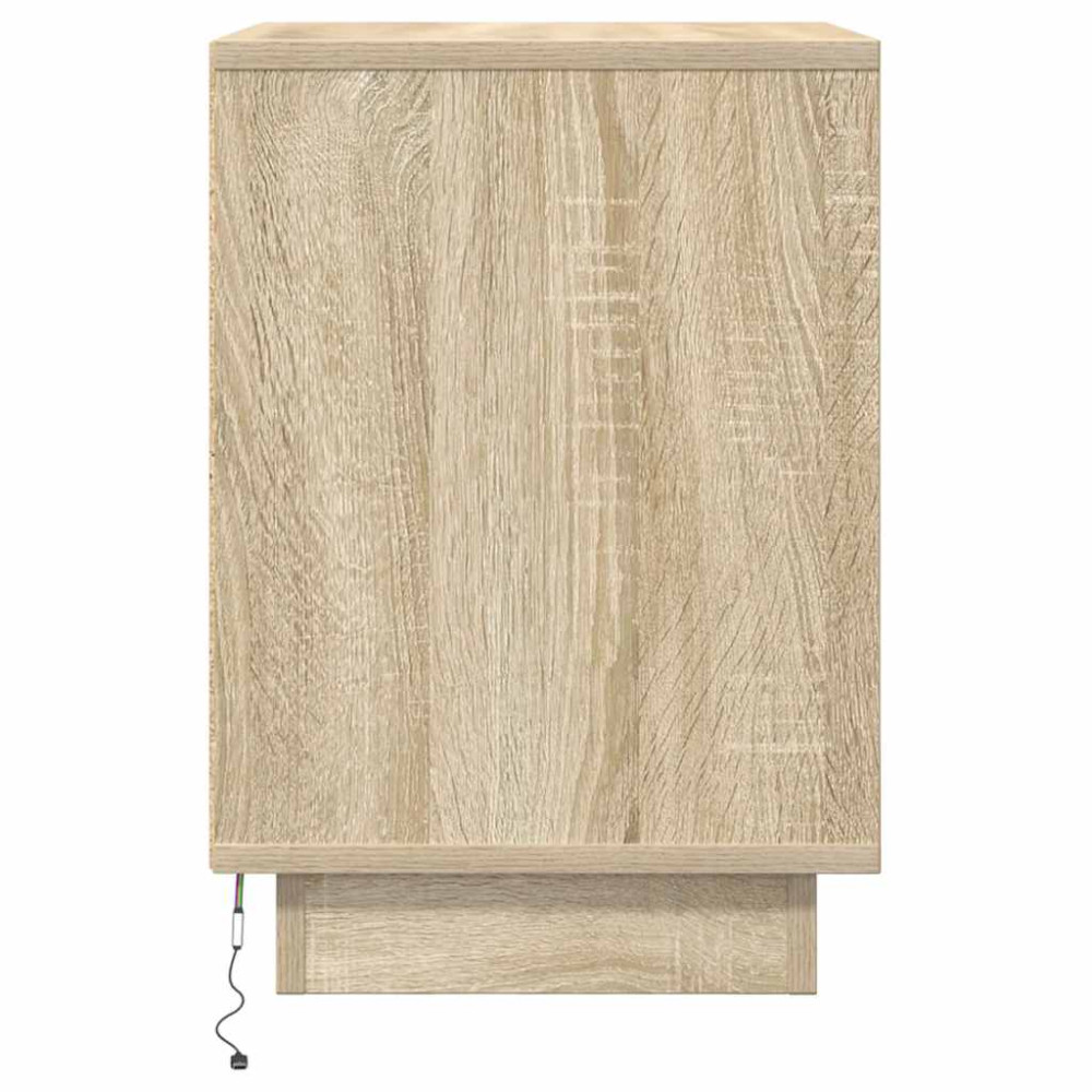 Produktbild för Sängbord med LED-lampor 2 st, Sonoma Ek 38x34x50 cm