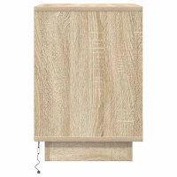 Produktbild för Sängbord med LED-lampor 2 st, Sonoma Ek 38x34x50 cm