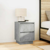 Produktbild för Sängbord med LED-lampor 2 st betonggrå 38x34x50 cm
