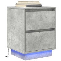 Produktbild för Sängbord med LED-lampor 2 st betonggrå 38x34x50 cm