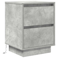 Produktbild för Sängbord med LED-lampor 2 st betonggrå 38x34x50 cm