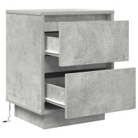 Produktbild för Sängbord med LED-lampor 2 st betonggrå 38x34x50 cm