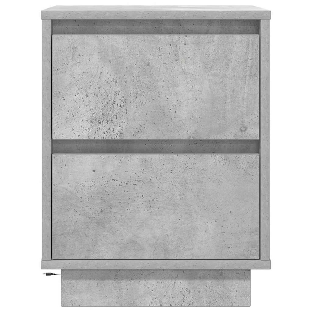Produktbild för Sängbord med LED-lampor 2 st betonggrå 38x34x50 cm