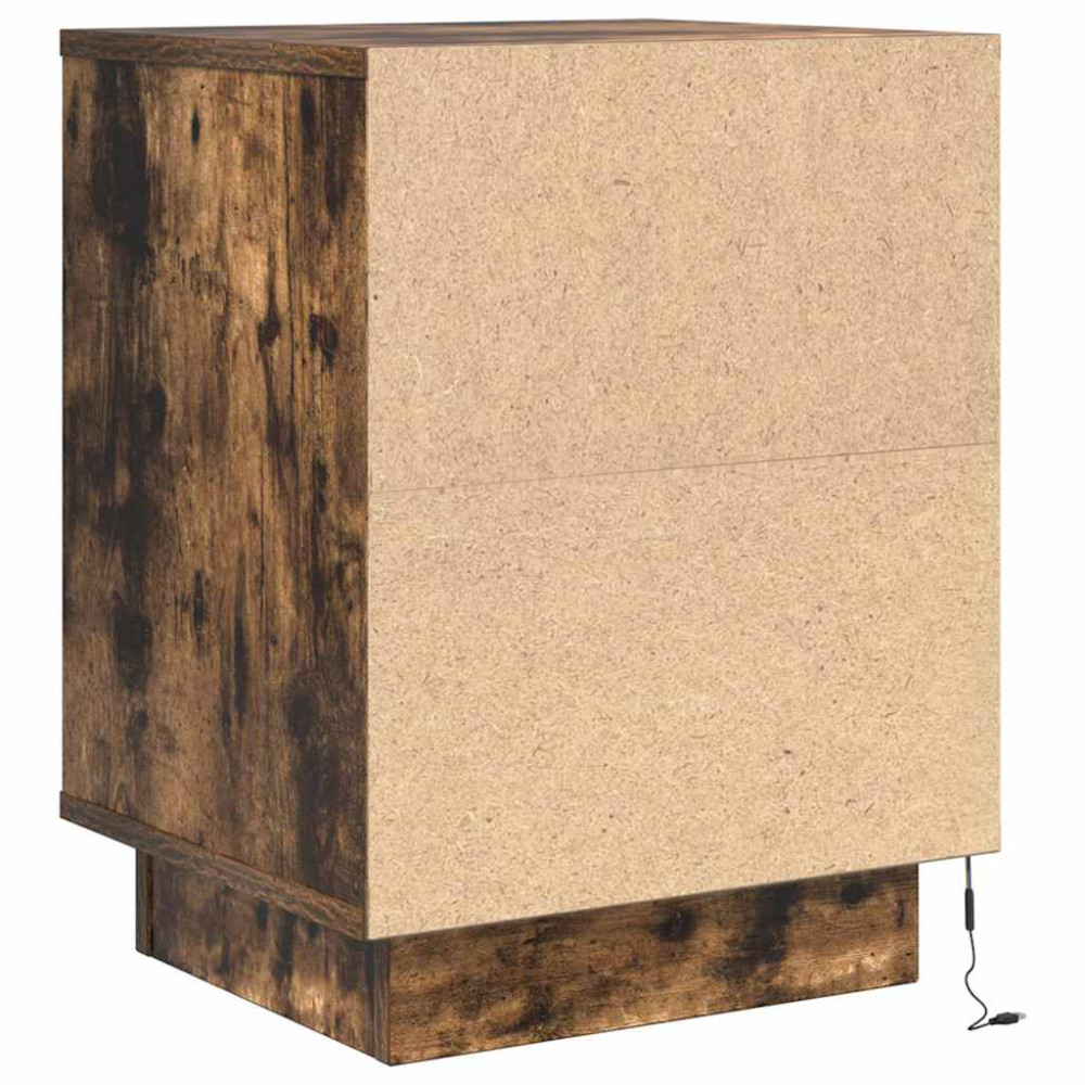 Produktbild för Sängbord med LED-lampor 2 st rökt ek 38x34x50 cm