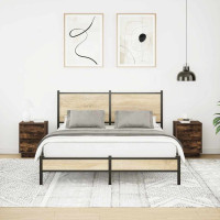 Produktbild för Sängbord med LED-lampor 2 st rökt ek 38x34x50 cm