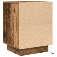Produktbild för Sängbord med LED-lampor 2 st gammalt trä 38x34x50 cm