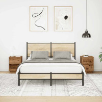 Produktbild för Sängbord med LED-lampor 2 st gammalt trä 38x34x50 cm