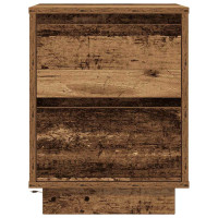 Produktbild för Sängbord med LED-lampor 2 st gammalt trä 38x34x50 cm