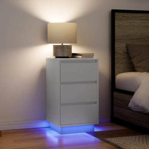 vidaXL Sängbord med LED-lampor vit 38x34x65 cm