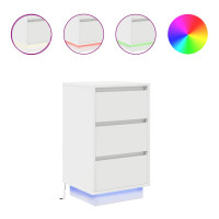 Produktbild för Sängbord med LED-lampor vit 38x34x65 cm