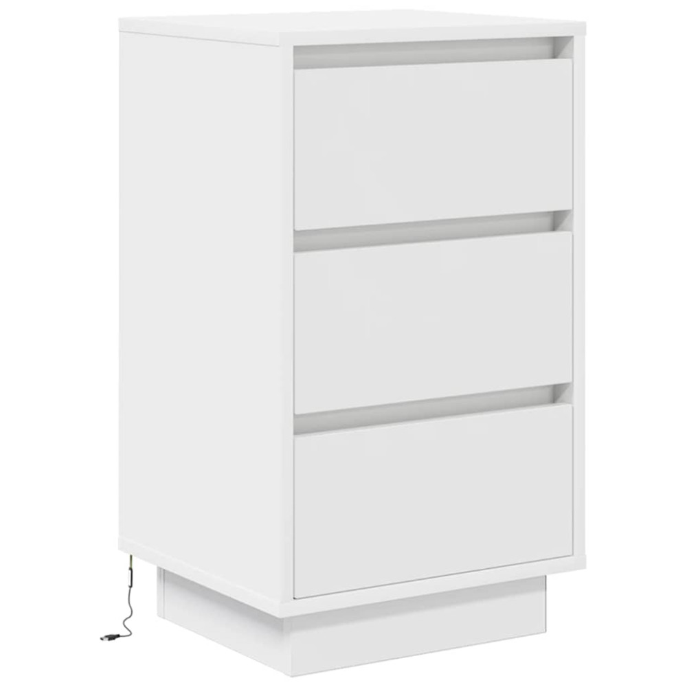 Produktbild för Sängbord med LED-lampor vit 38x34x65 cm