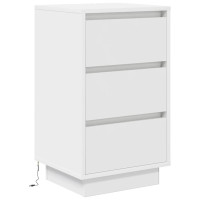 Produktbild för Sängbord med LED-lampor vit 38x34x65 cm