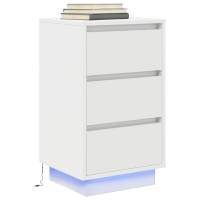 Produktbild för Sängbord med LED-lampor vit 38x34x65 cm