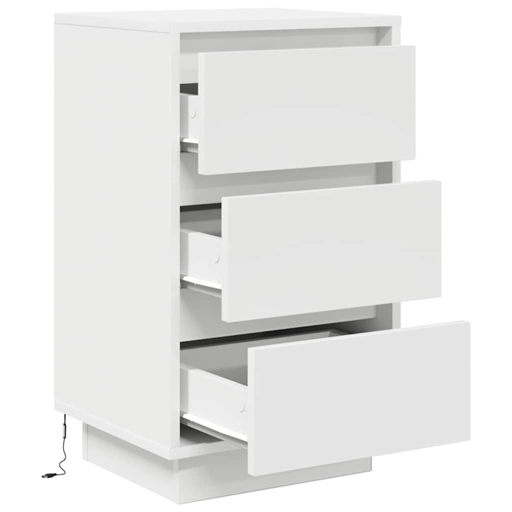Produktbild för Sängbord med LED-lampor vit 38x34x65 cm