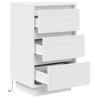Produktbild för Sängbord med LED-lampor vit 38x34x65 cm