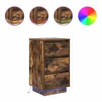 Produktbild för Sängbord med LED-lampor rökt ek 38x34x65 cm